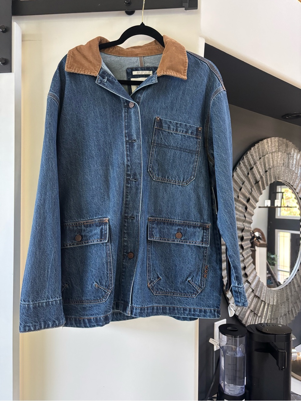 Scotch & Soda Blue Denim Jacket with Tan Corduroy Collar